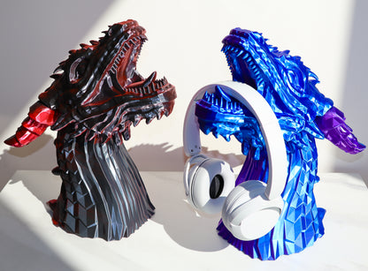 Dragon's Bite Headphones Stand, Dragon Bust, Dragon Headphone Holder, Dragon Head Statue, Perfect Gamer Gift, Fantasy Gift - Fuza3D