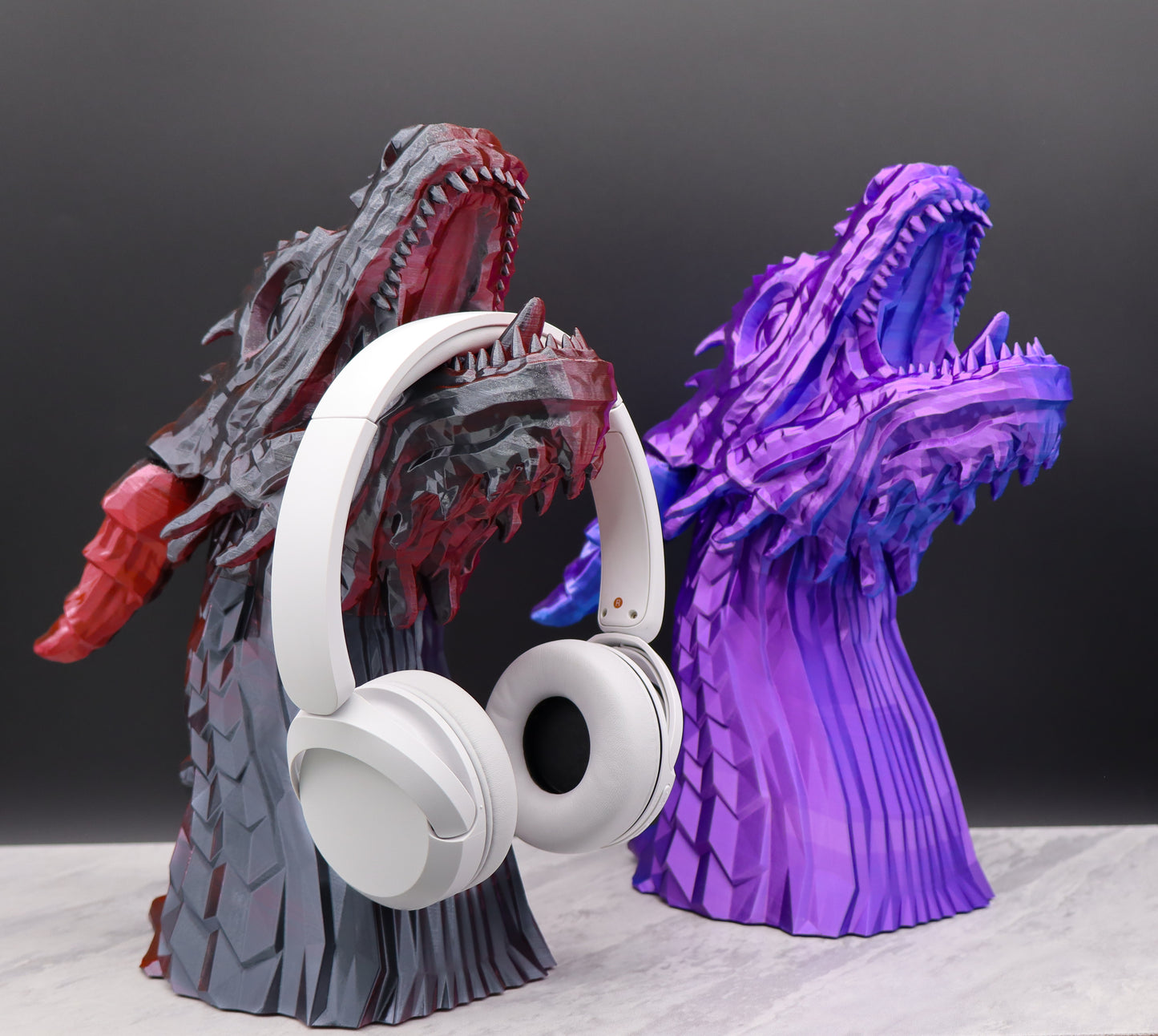 Dragon's Bite Headphones Stand, Dragon Bust, Dragon Headphone Holder, Dragon Head Statue, Perfect Gamer Gift, Fantasy Gift - Fuza3D