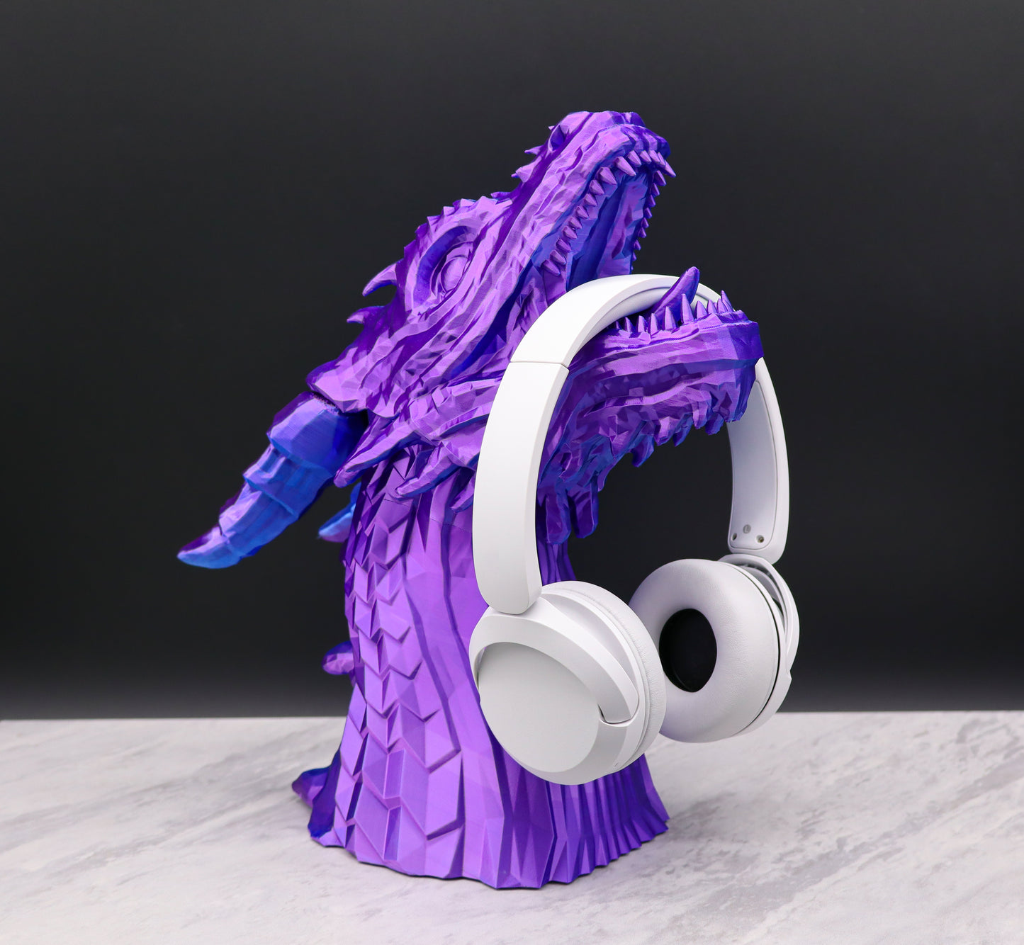 Dragon's Bite Headphones Stand, Dragon Bust, Dragon Headphone Holder, Dragon Head Statue, Perfect Gamer Gift, Fantasy Gift - Fuza3D